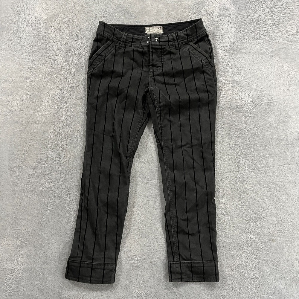 FREE‎ PEOPLE Capri Jeans Women's 28 Gray Black Grunge Goth Y2K Low Rise